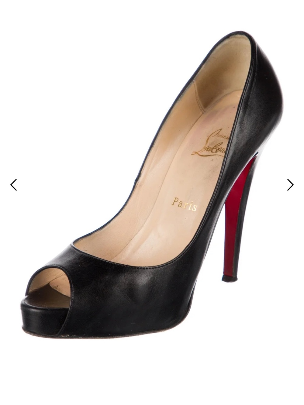Christian Louboutin Black Leather Peep-Toe Pumps